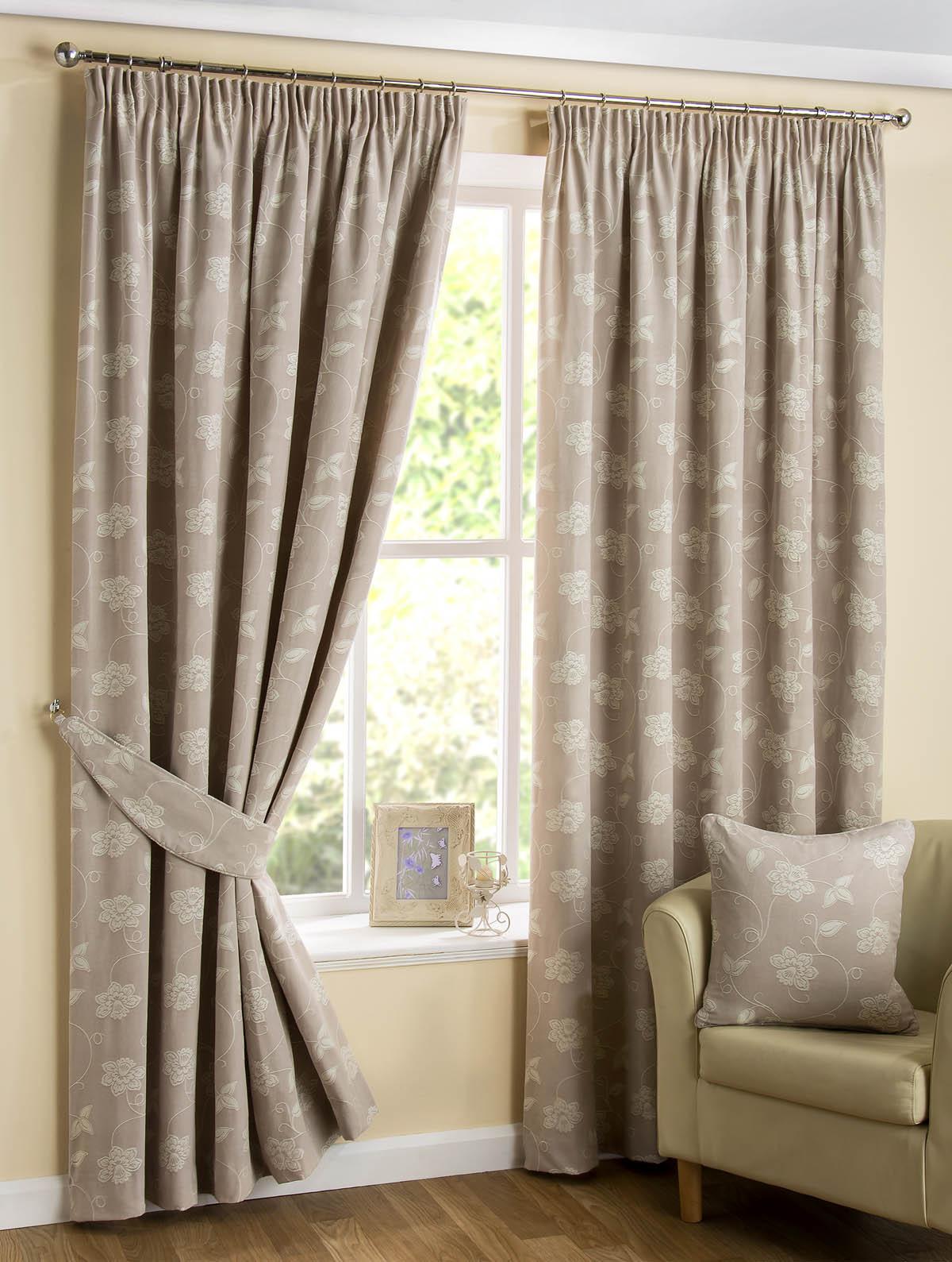 Floral Scroll Ready Made Eyelet Curtains - Fully Lined - Duckegg Blue