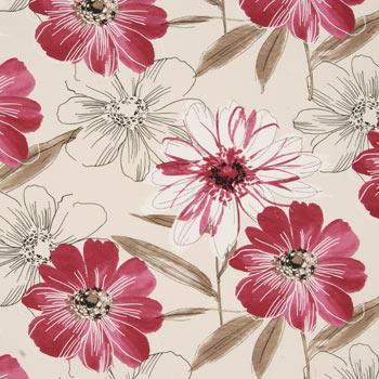 Isabella Raspberry Floral Curtain Fabric | Cheap Printed Curtain Fabric ...