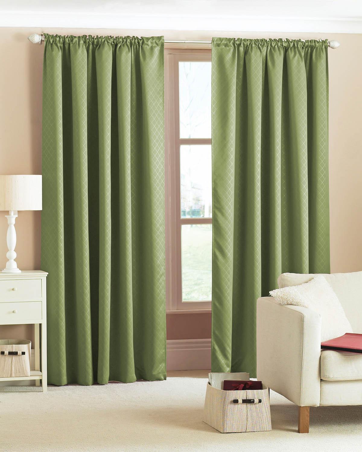 Diamond Woven Blackout Curtains Green | Free UK Delivery ...