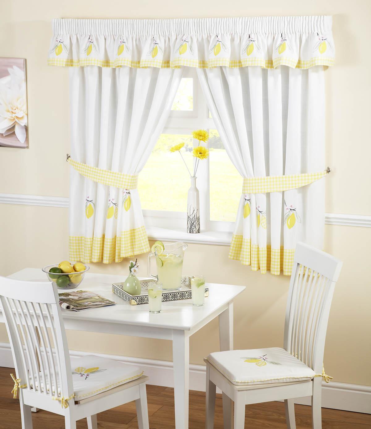 Lemons Kitchen Curtains White Yellow Free UK Delivery Terrys