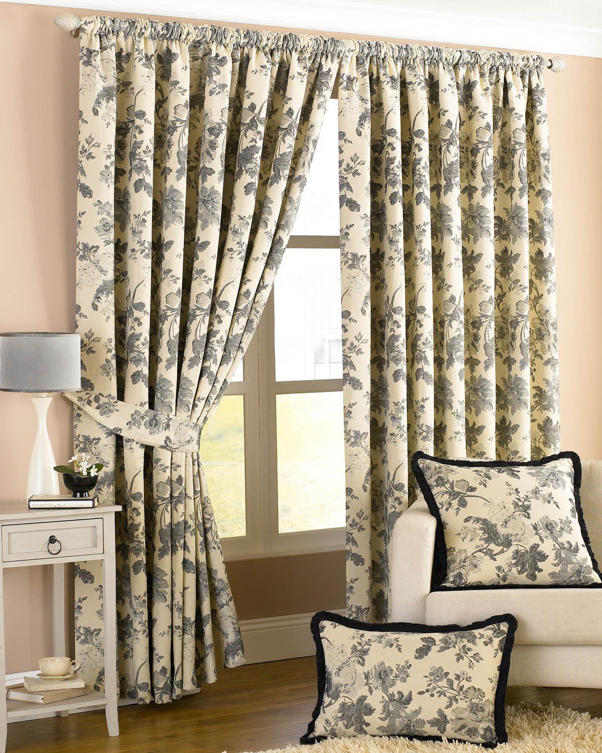 Berkshire Lined Curtain Black & Ivory | Free UK Delivery | Terrys Fabrics