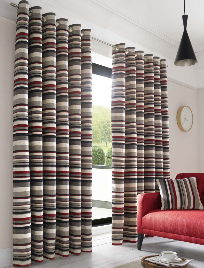 Richmond Lined Curtains In Red/black Free UK Delivery Terrys Fabrics